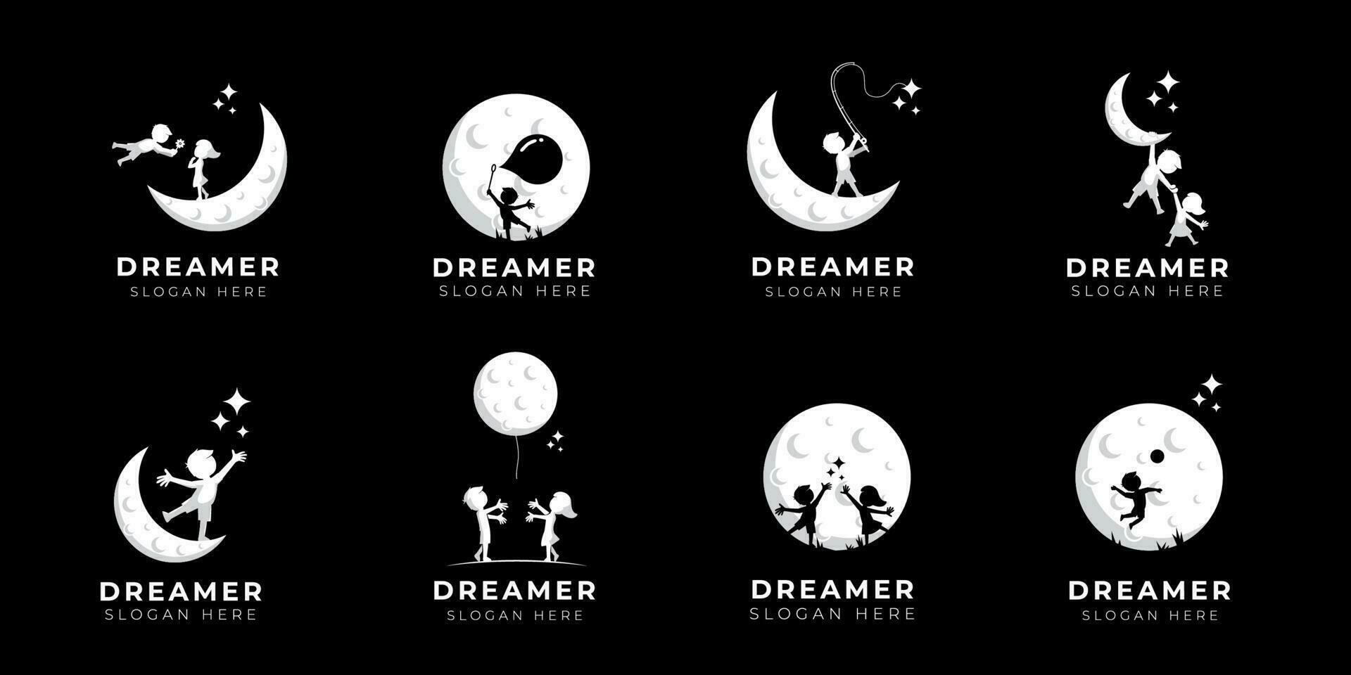 colección de ilustración de diseño de logotipo de sueño infantil - logotipo de sueño - icono de banner vector