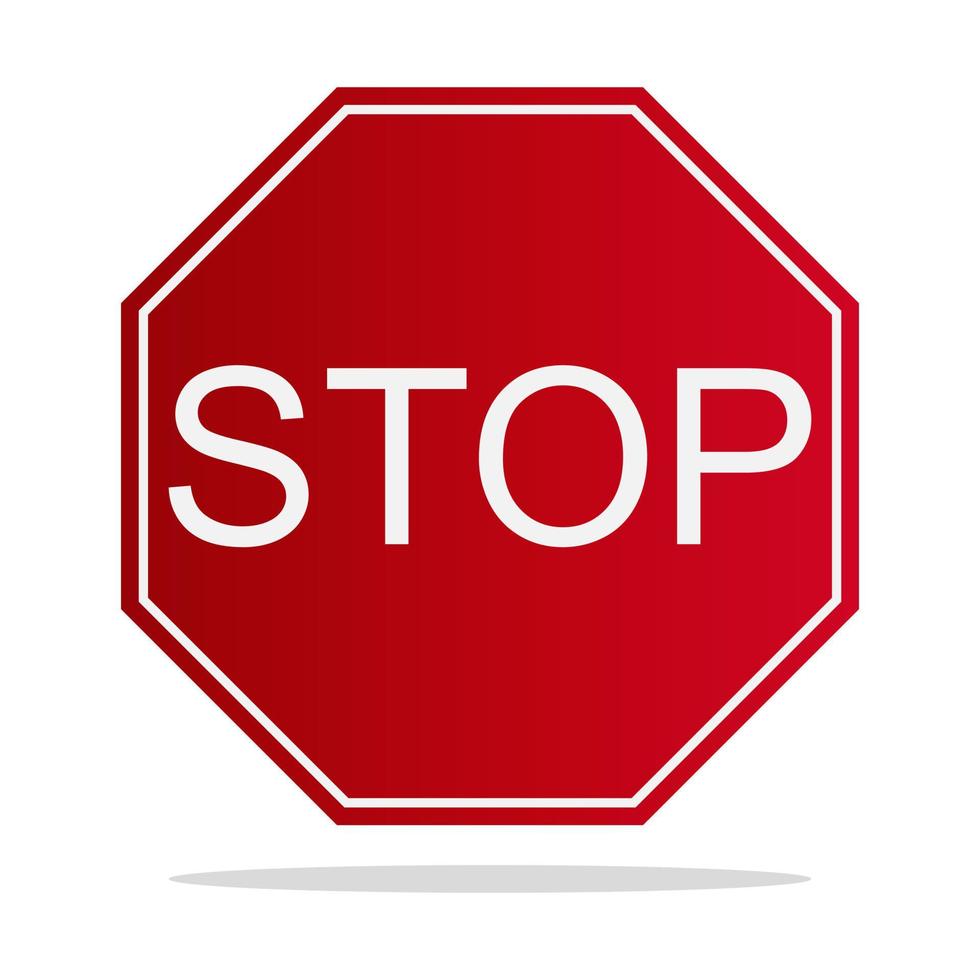 Stop red glossy road sign. Vector illustration. EPS 10.