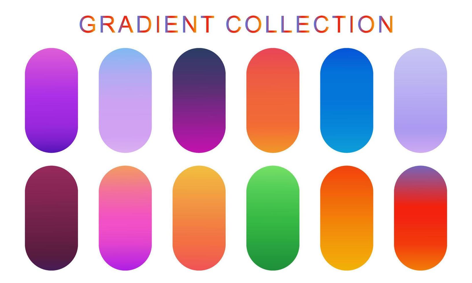 Set of trendy smooth gradient collection. Vector illustration. Suitable for wallpaper, screen mobile app, flyer, social media post background.