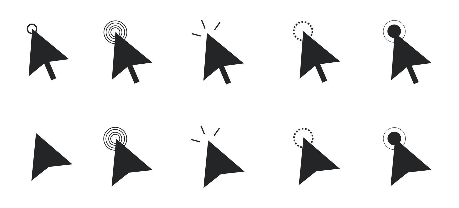 Computer click cursor icon set. Vector illustration. Easy editable stroke. EPS 10.