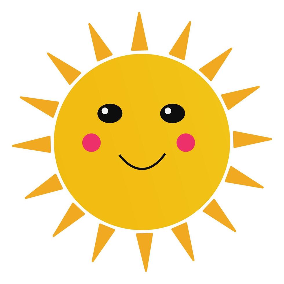 Cute smiling yellow sun cartoon icon. Vector illustration. EPS 10.