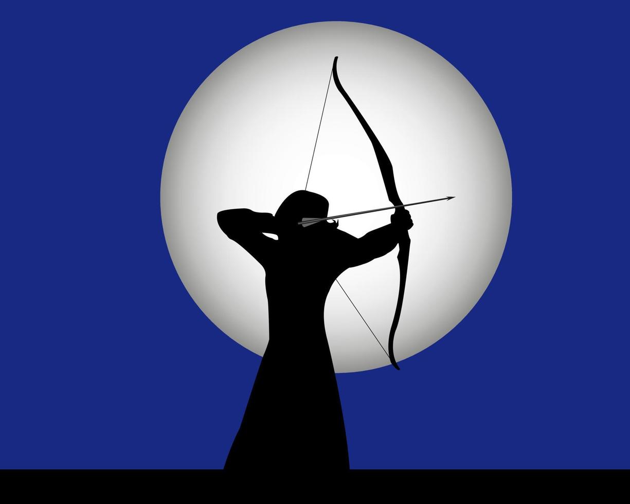 female archer archery on a dark blue background vector