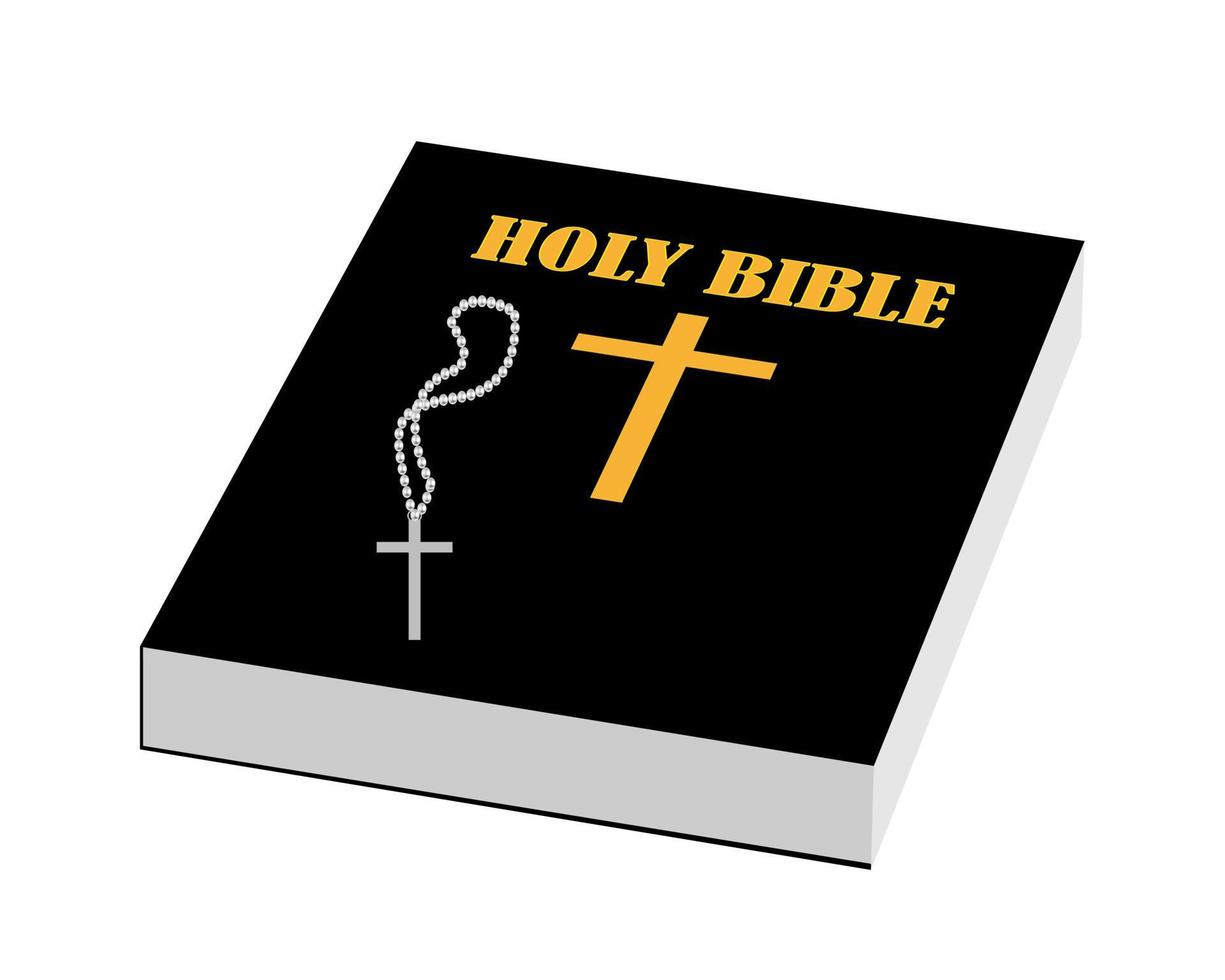 scriptures bible with a cross on a white background vector