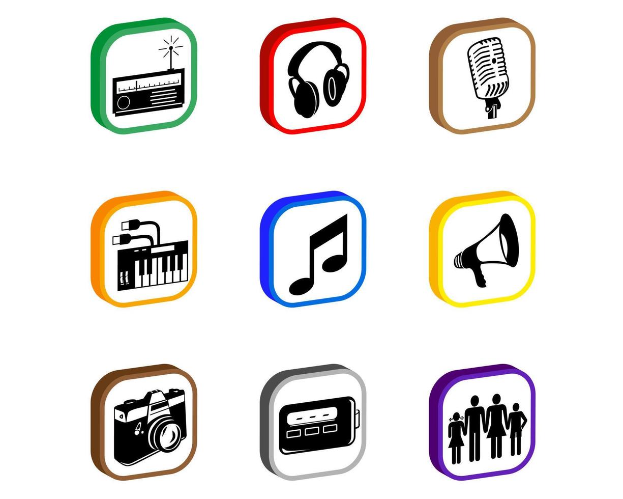 different signs and other music on white background vector