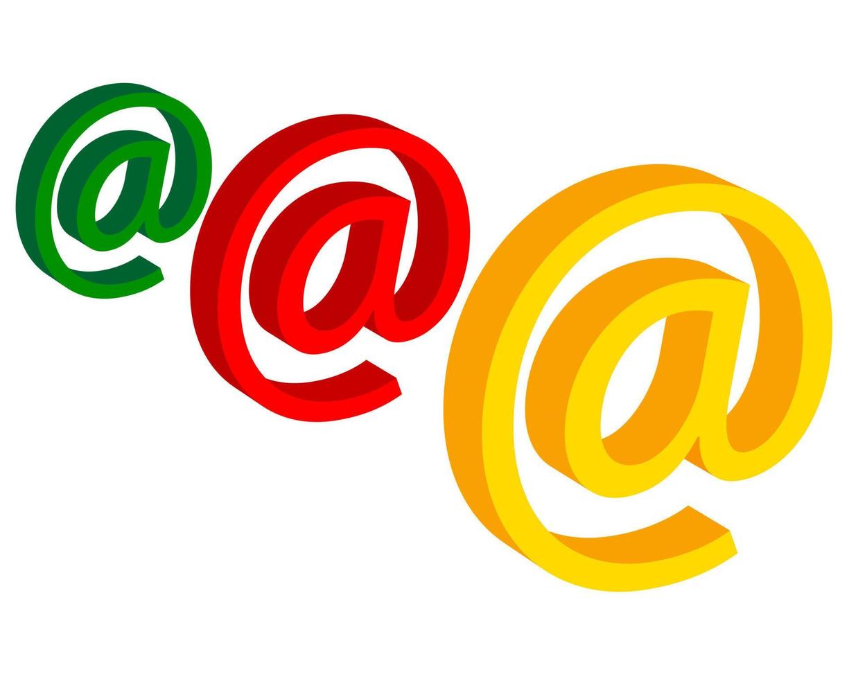 e mail in different colors on a white background vector