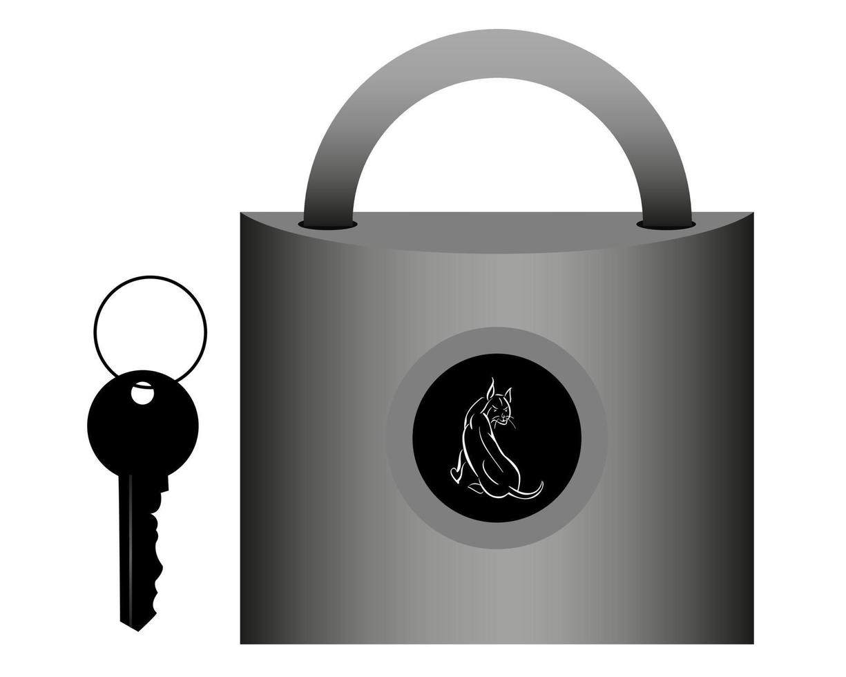lock for hinged doors with a key on a white background vector