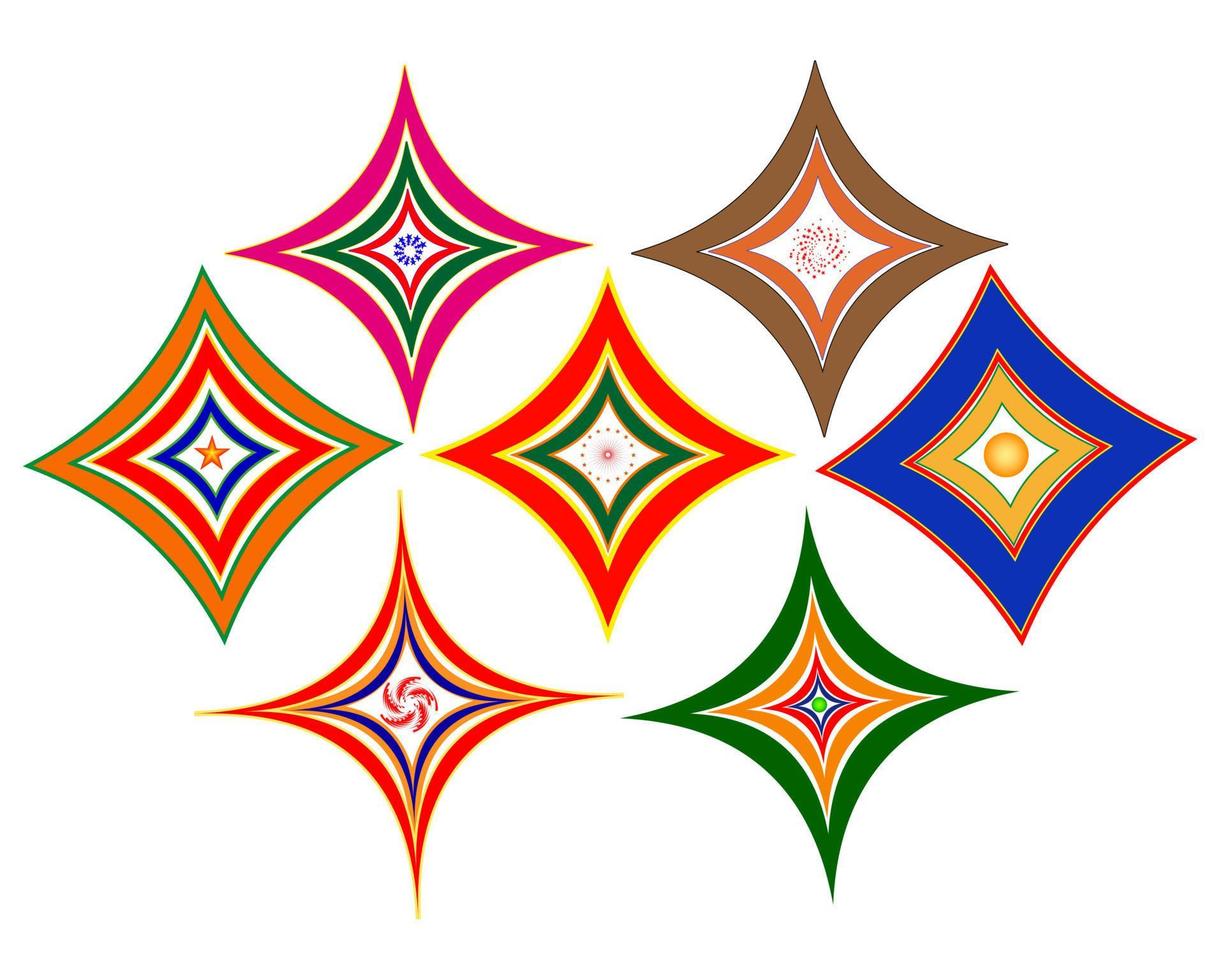 different patterns of different colors on a white background vector