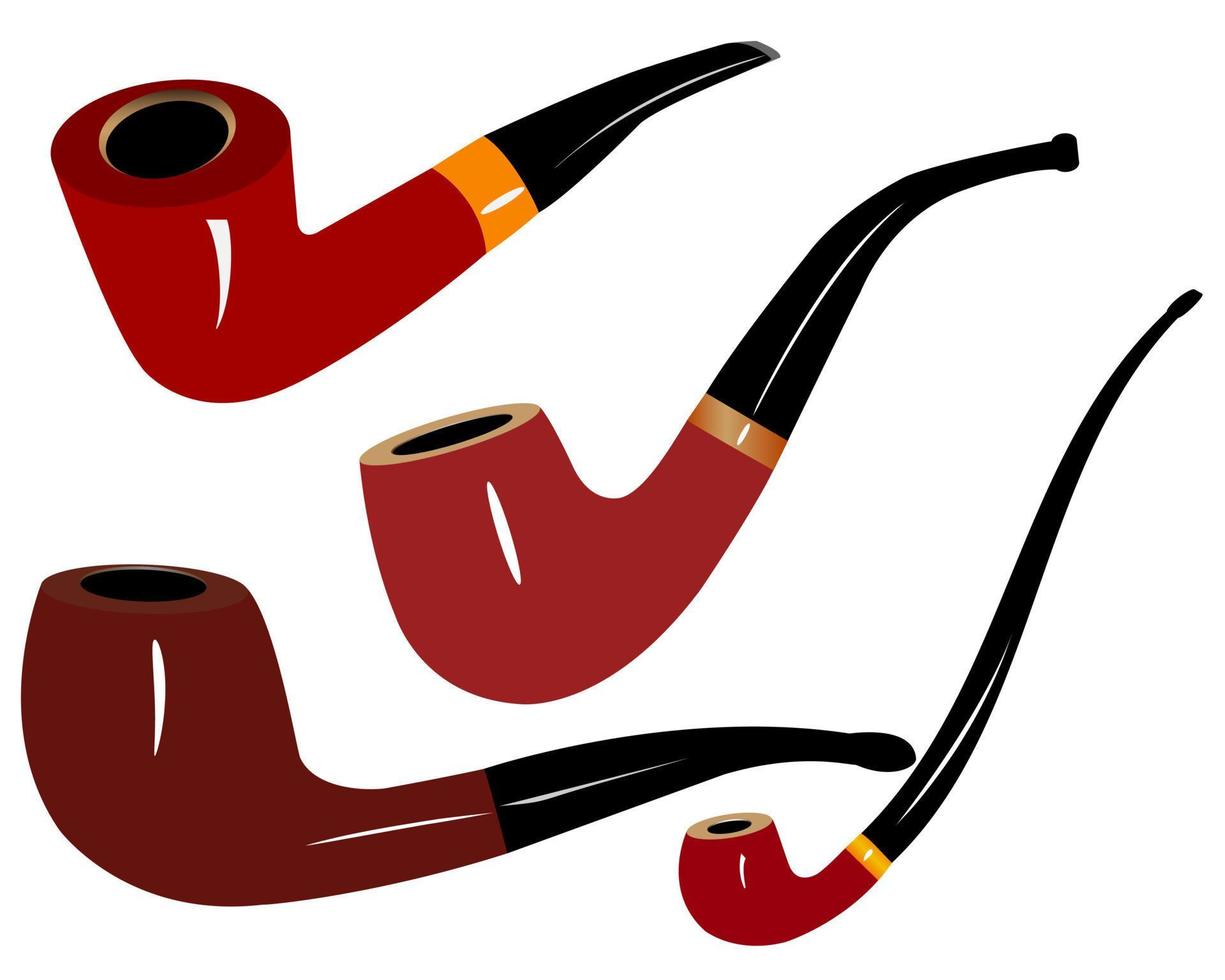 different tobacco pipes on a white background vector