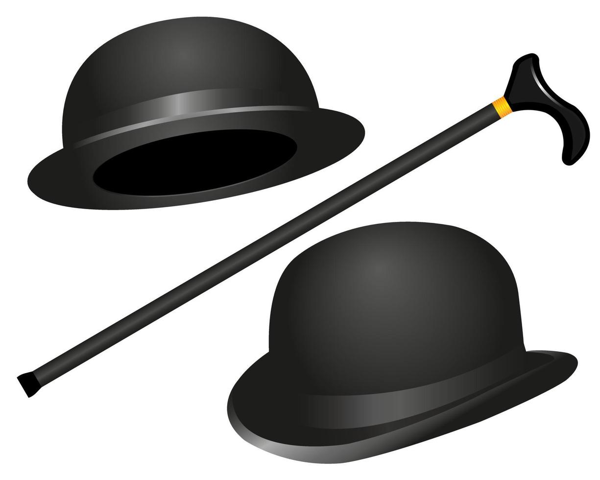 two hats and cane on white background 11144259 Vector Art at Vecteezy