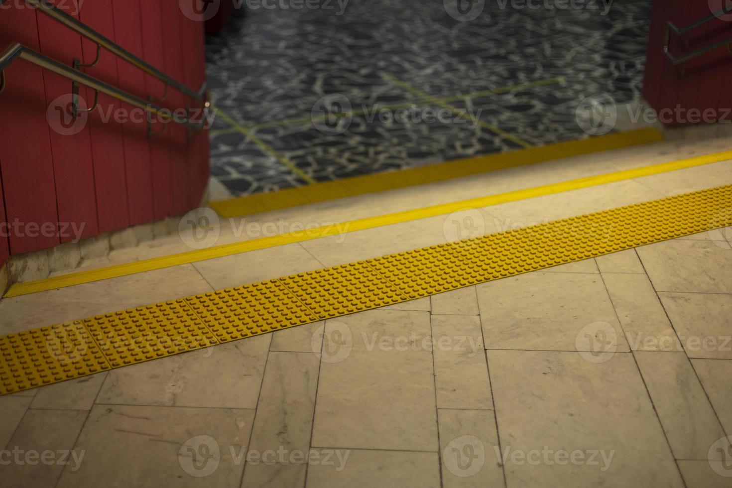 Tactile tiles for visually impaired. Infrastructure details. photo