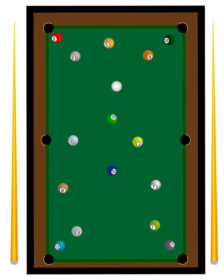 billiard table and two cue balls on the table vector