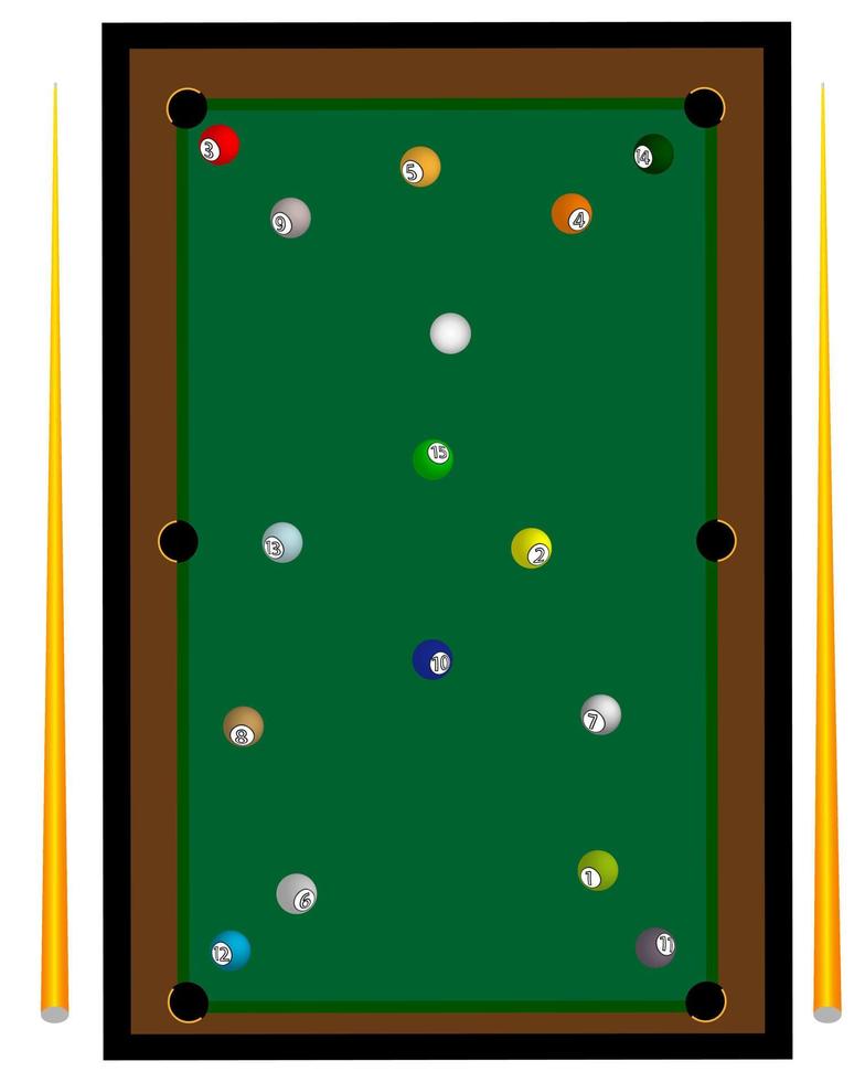 billiard table and two cue balls on the table vector