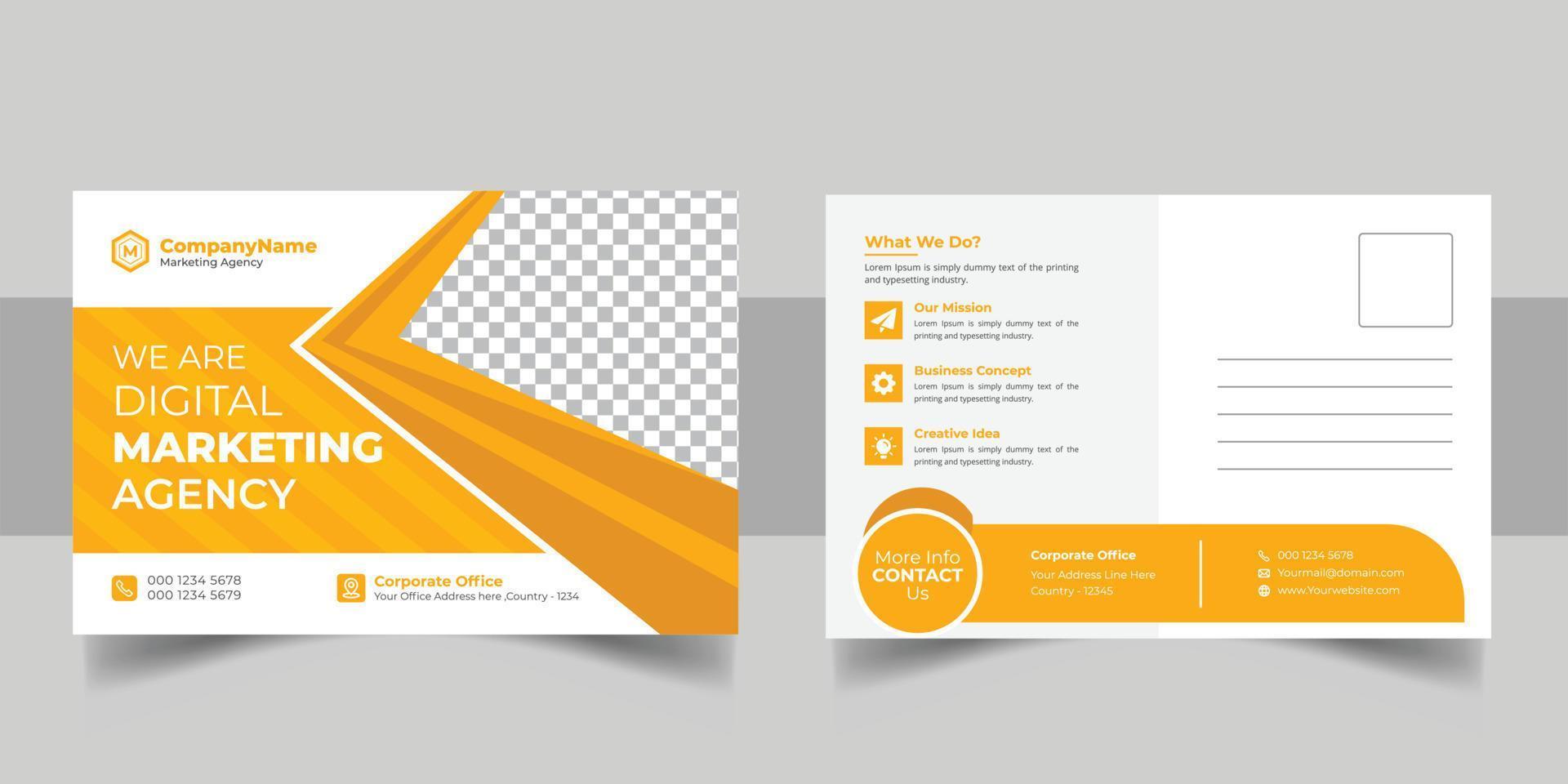 Corporate business postcard template design set with blue yellow red
