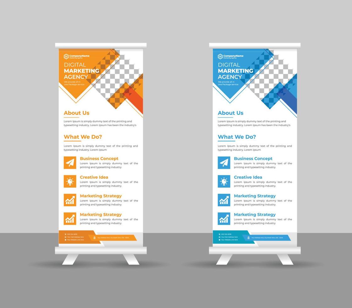 Business Roll up banner stand template design, modern portable stands corporate roll-up banner layout, pull up, vector illustration, business flyer, brochure, Corporate banner