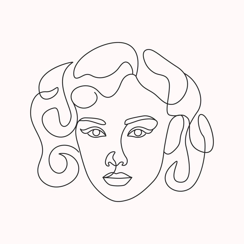 Lined woman hair style one line art style illustration vector art
