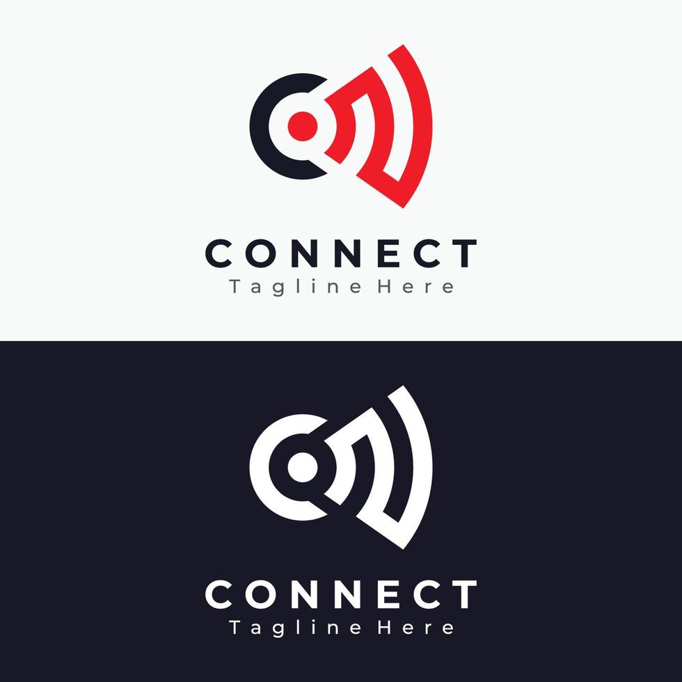 señal o internet o diseño de logotipo de plantilla de onda de red inalámbrica.logotipos para empresas de wifi, datos y tecnología vector