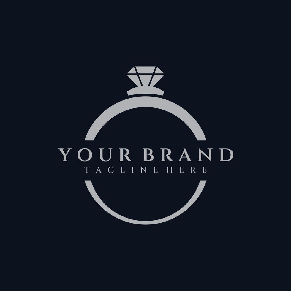 Jewelry ring abstract logo template design with luxury diamonds or gems.Isolated on black and white background.Logo can be for jewelry brands and signs. vector