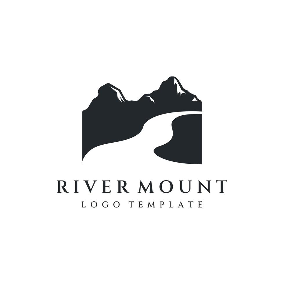 Logos of rivers, creeks, riverbanks and streams. River logo with combination of mountains and farmland with concept design vector illustration template.