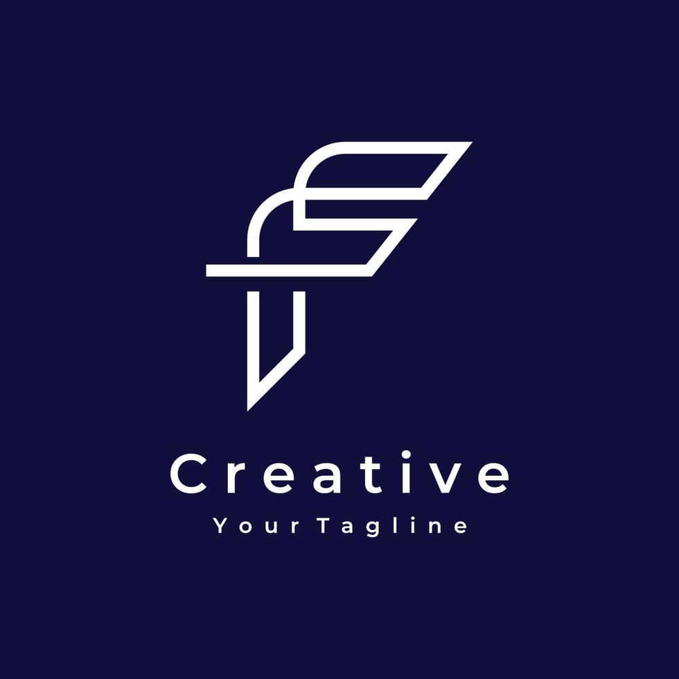 Logo design abstract template element initial letter F geometric shape. Minimalist and modern F Logo design. Logo can be used for branding and business cards. vector