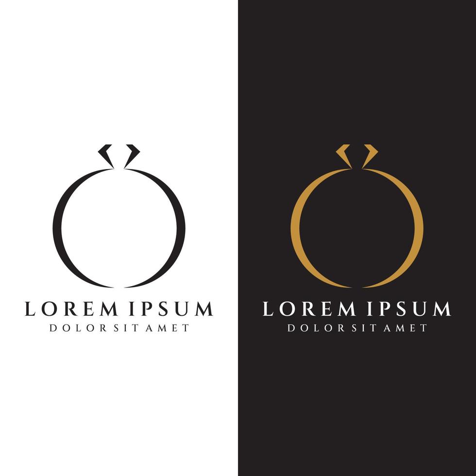 Jewelry ring abstract logo template design with luxury diamonds or gems.Isolated on black and white background.Logo can be for jewelry brands and signs. vector