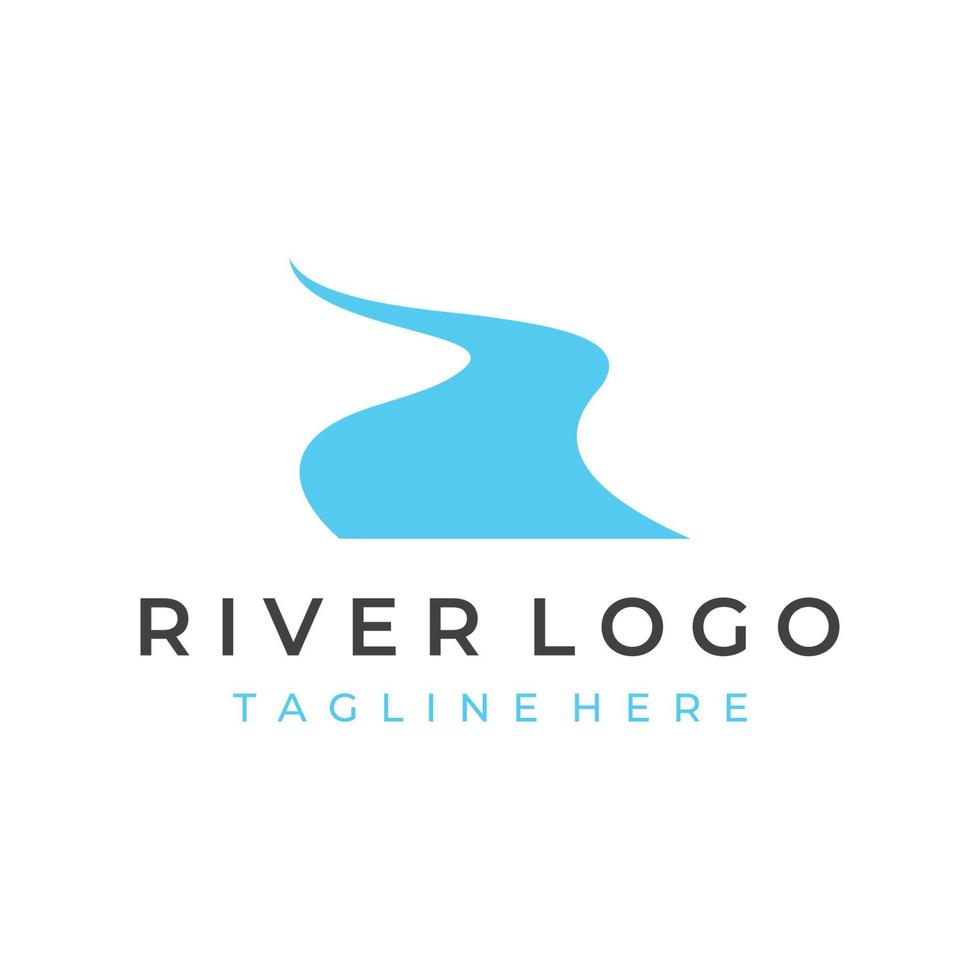 Logos of rivers, creeks, riverbanks and streams. River logo with combination of mountains and farmland with concept design vector illustration template.