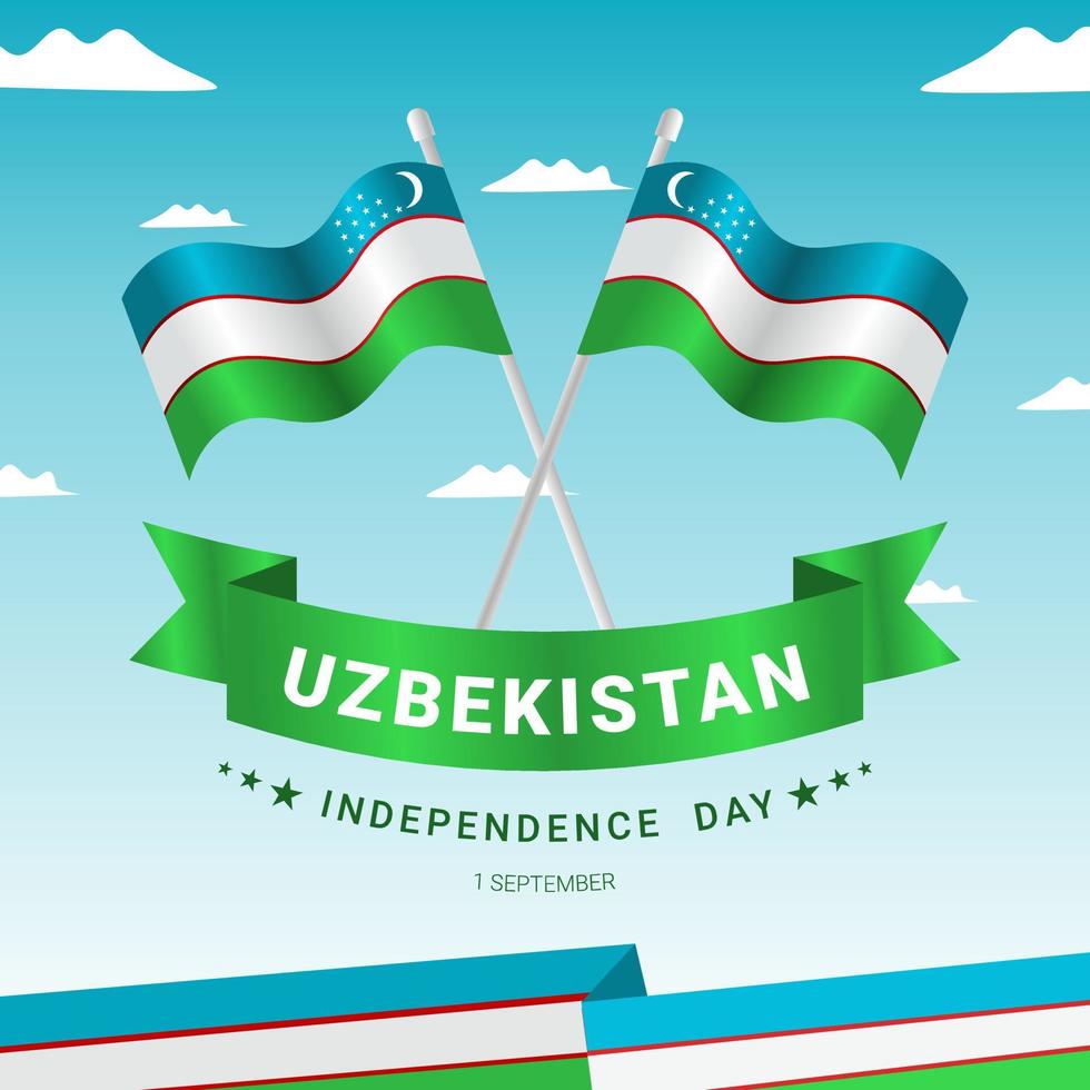 Uzbekistan independence day greeting element template design vector