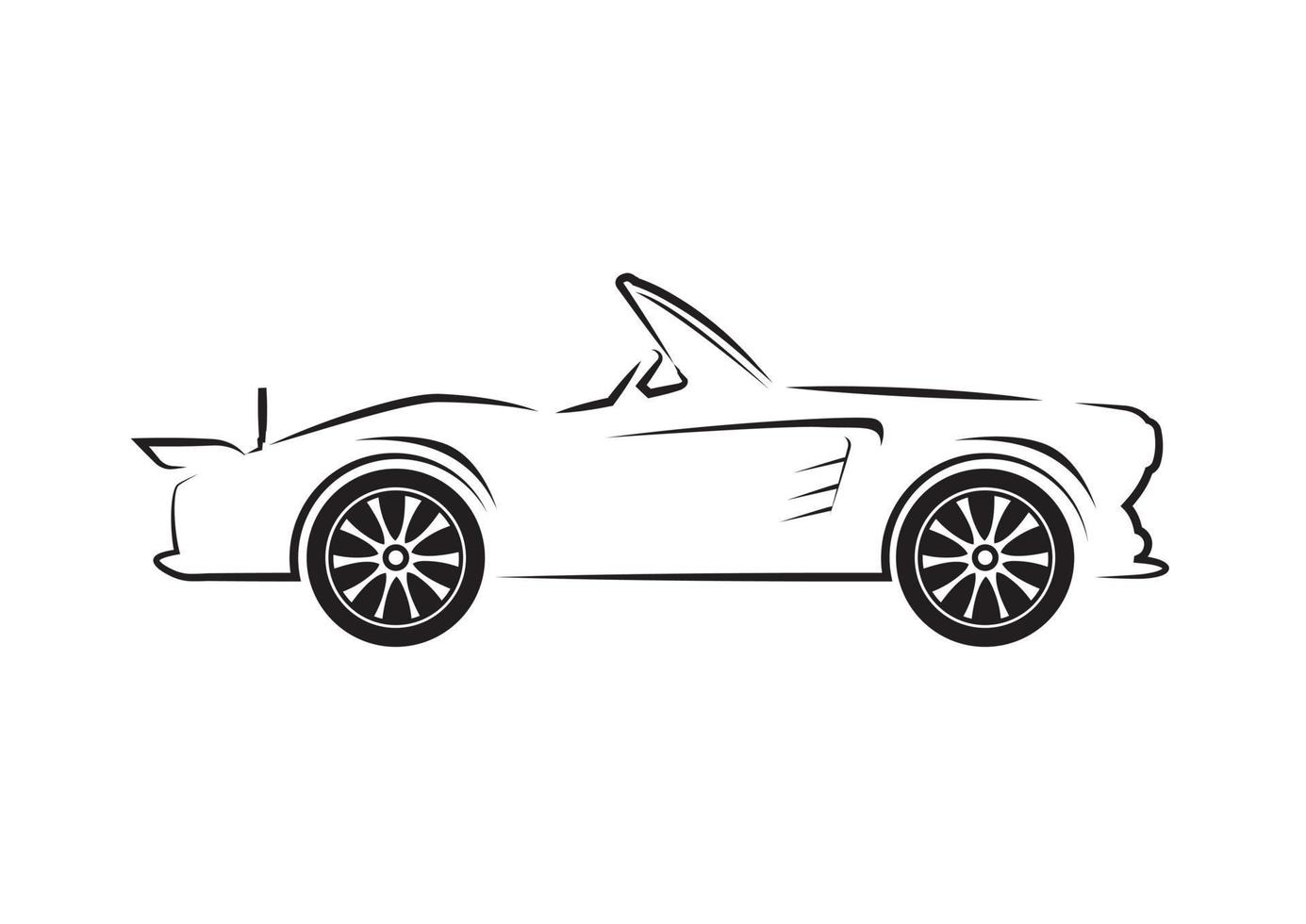 Black and white classic old car in a flat style isolated on white background sketch.Vector illustration vector