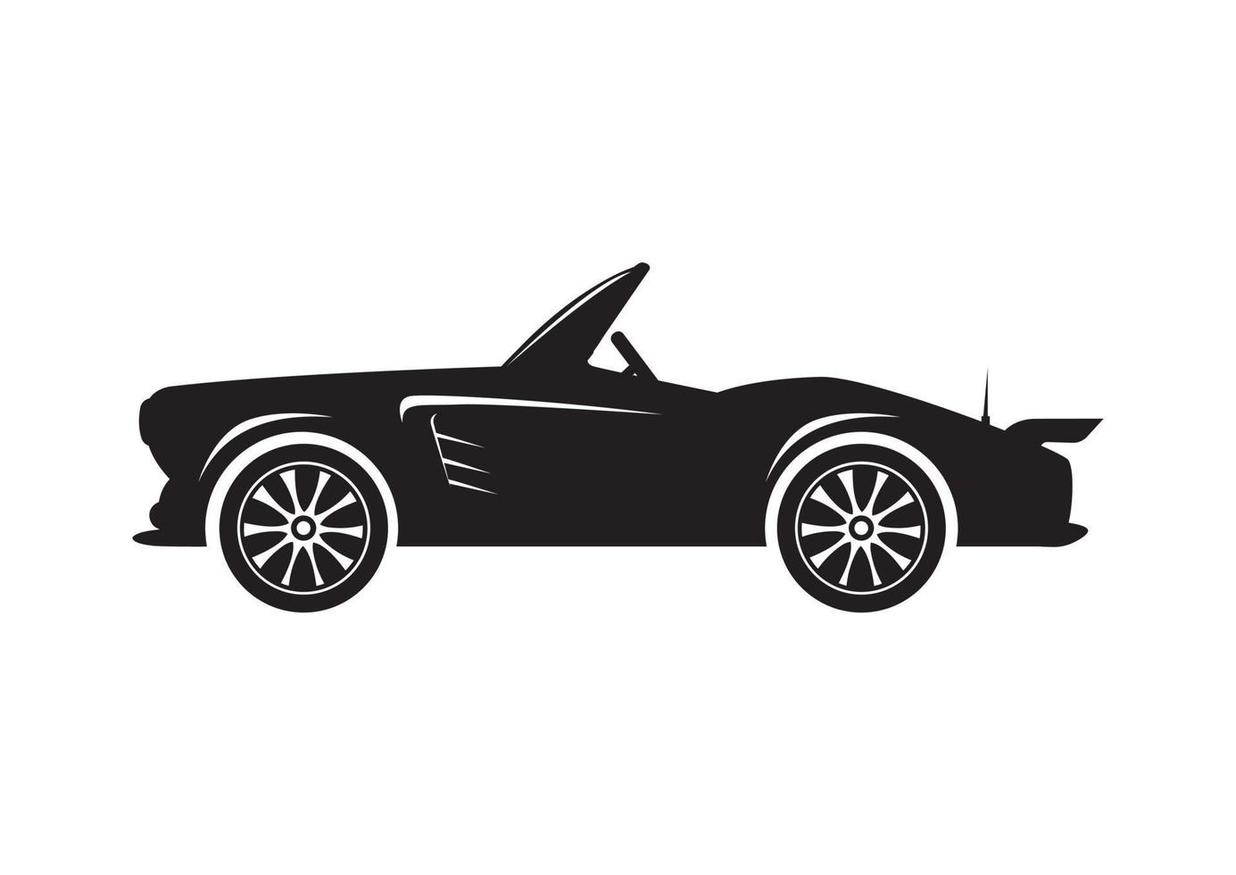 Black and white classic old car in a flat style. Vector illustration