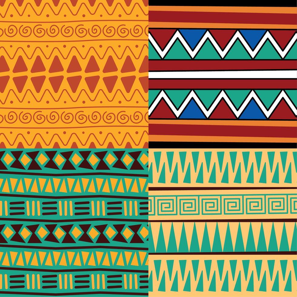 four african culture patterns vector