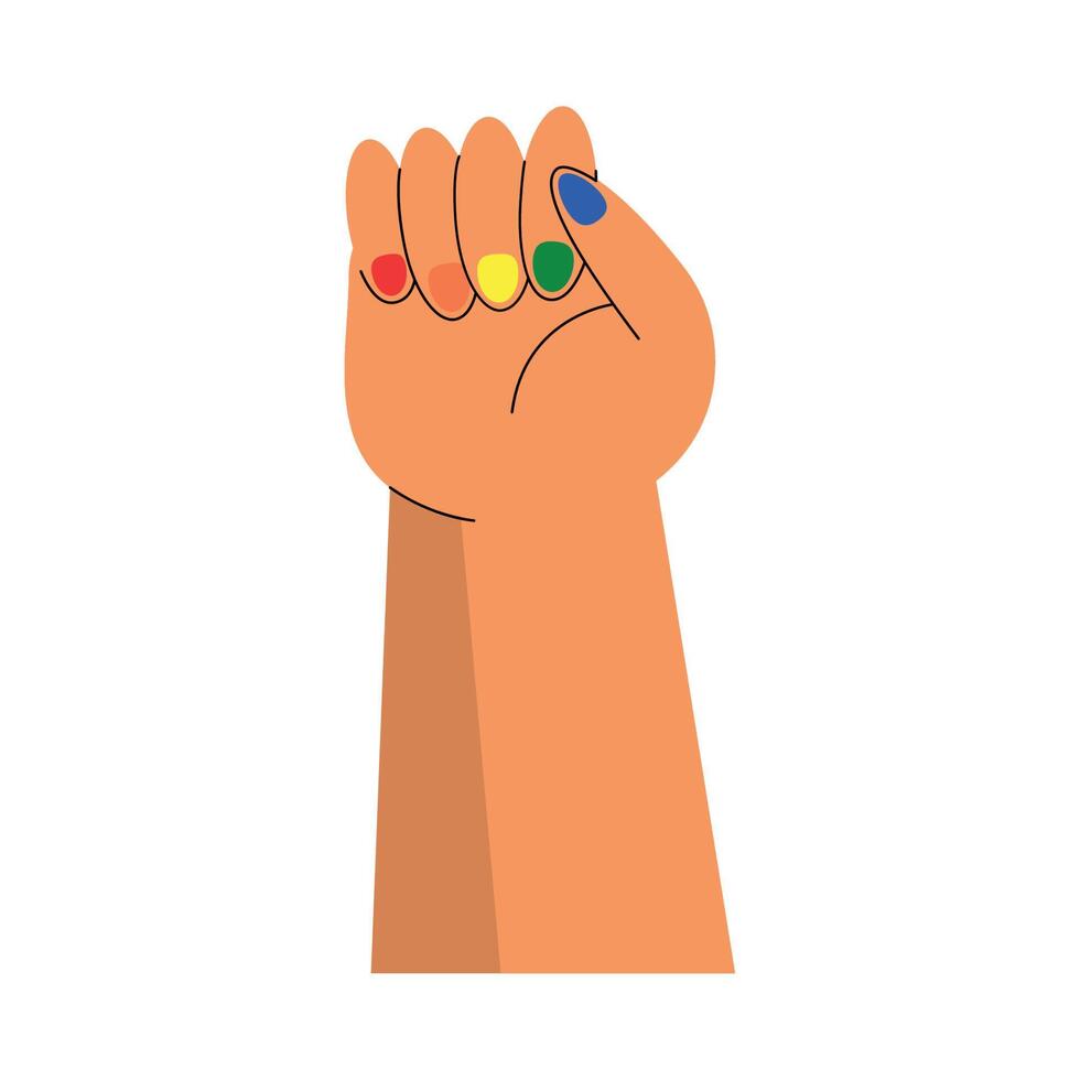 fist hand with lgbtq nails vector