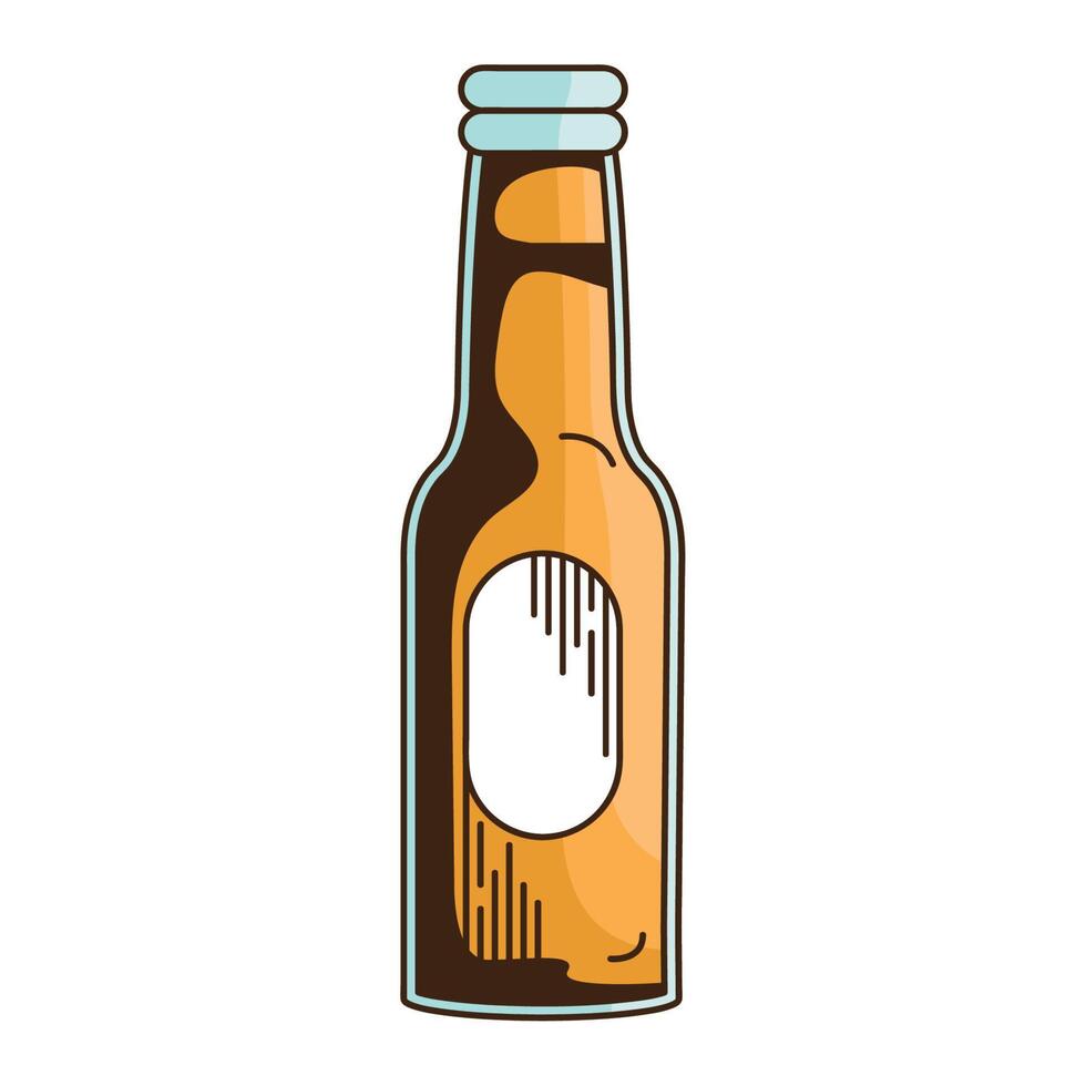 golden beer bottle drink vector