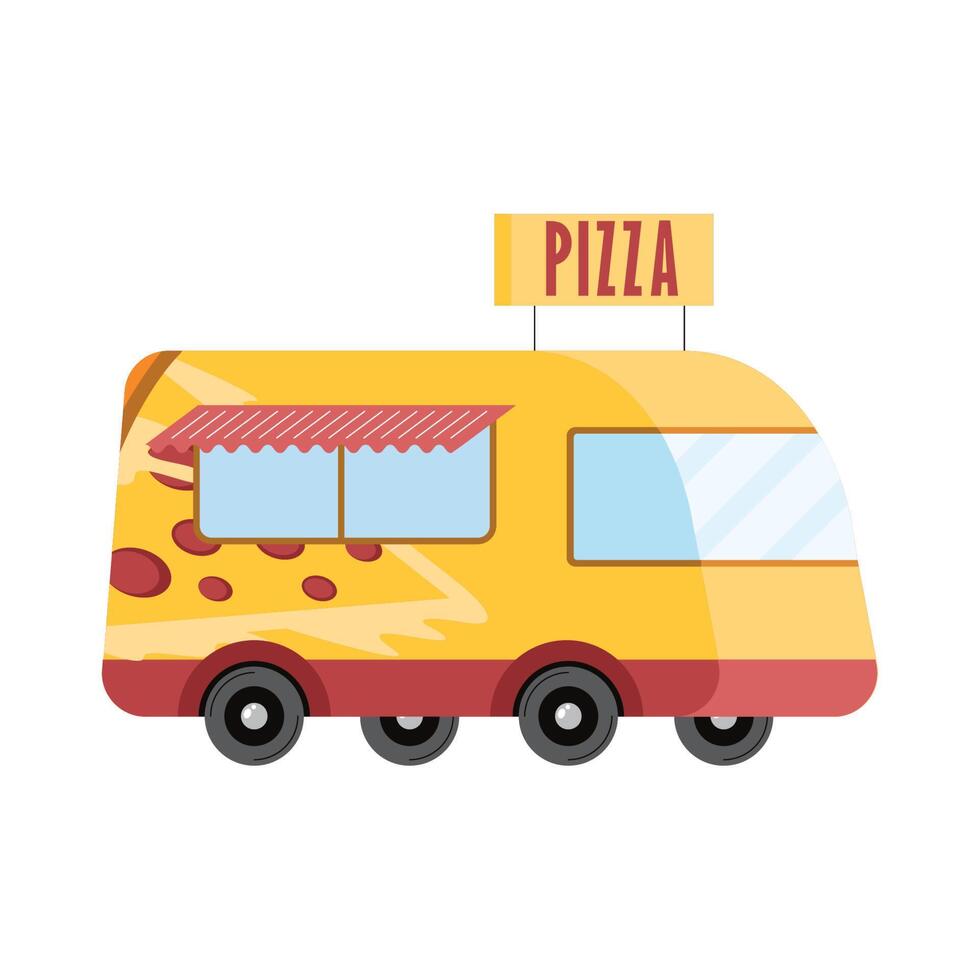 camión de pizza italiana vector