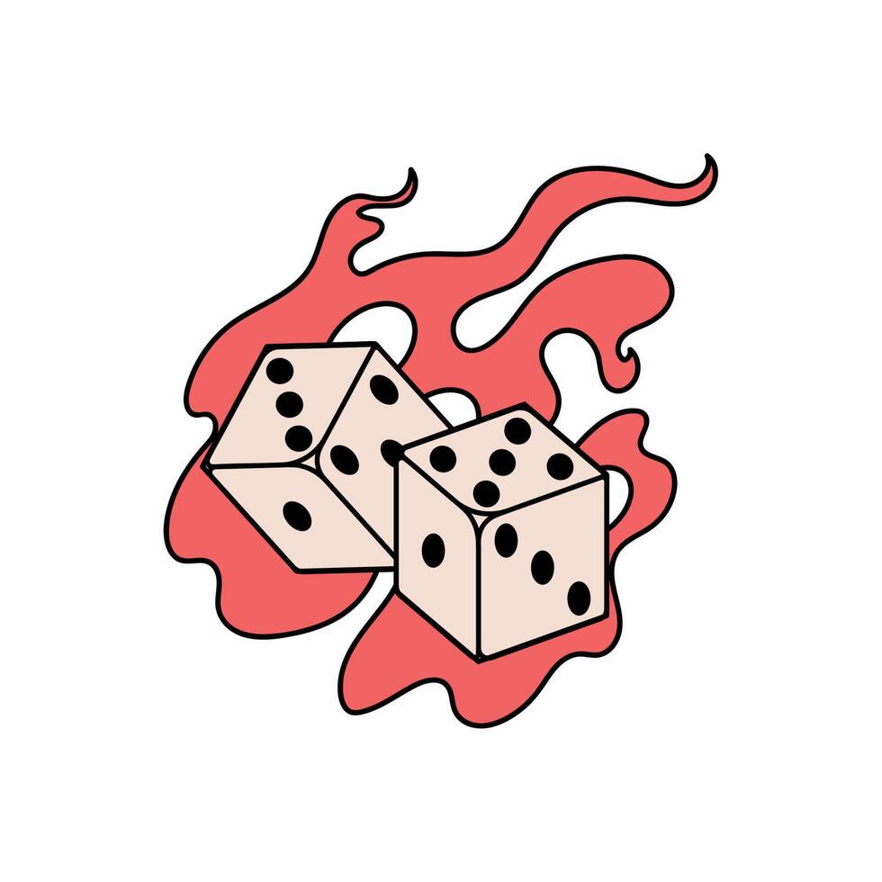 dices onfire tattoo vector