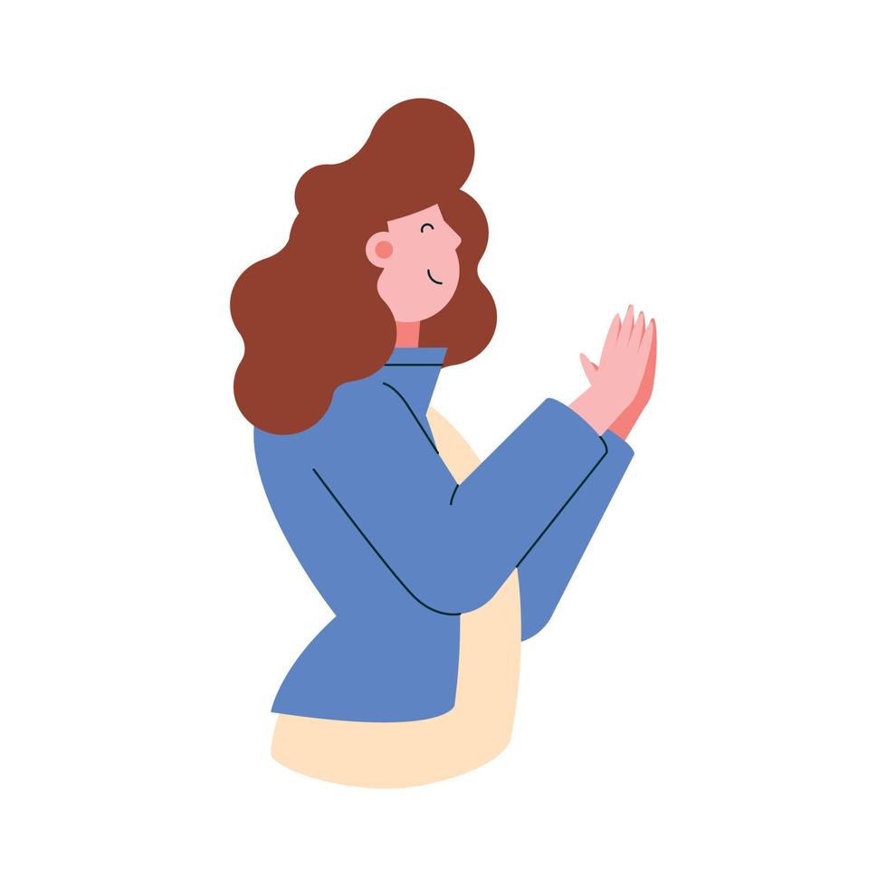 young woman clapping character vector