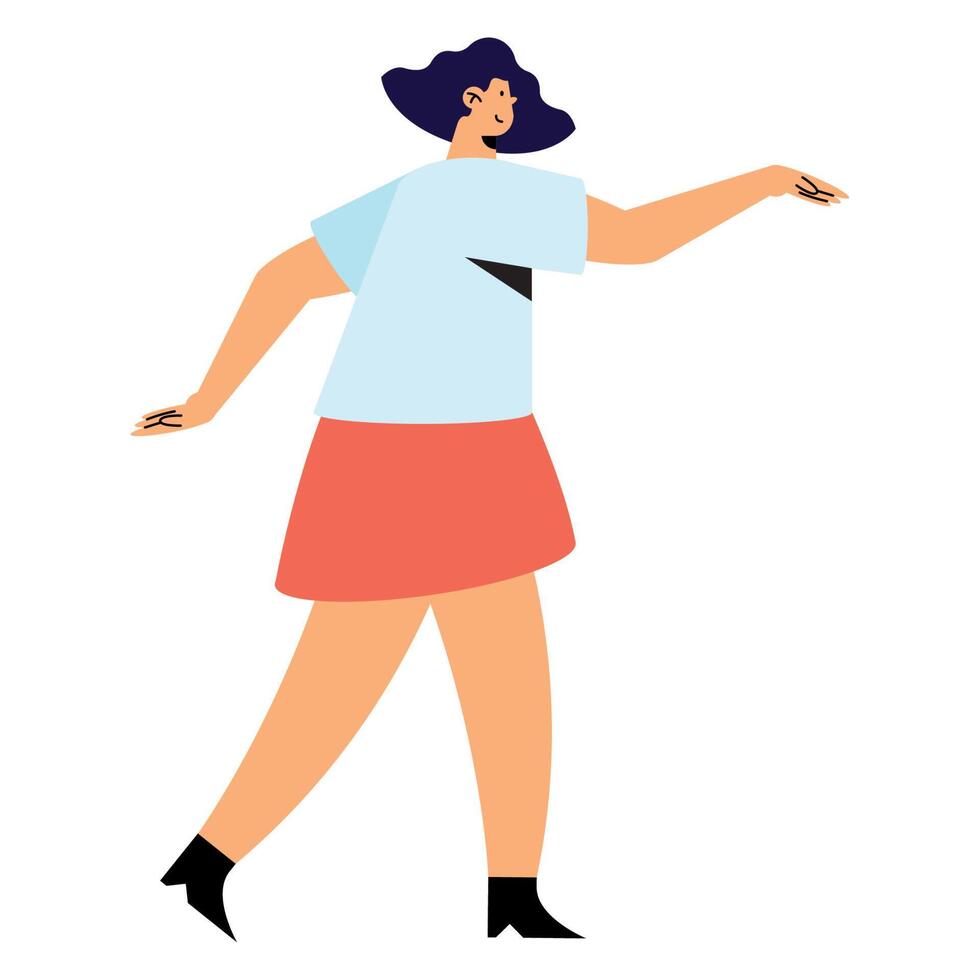 personaje de mujer joven caminando vector