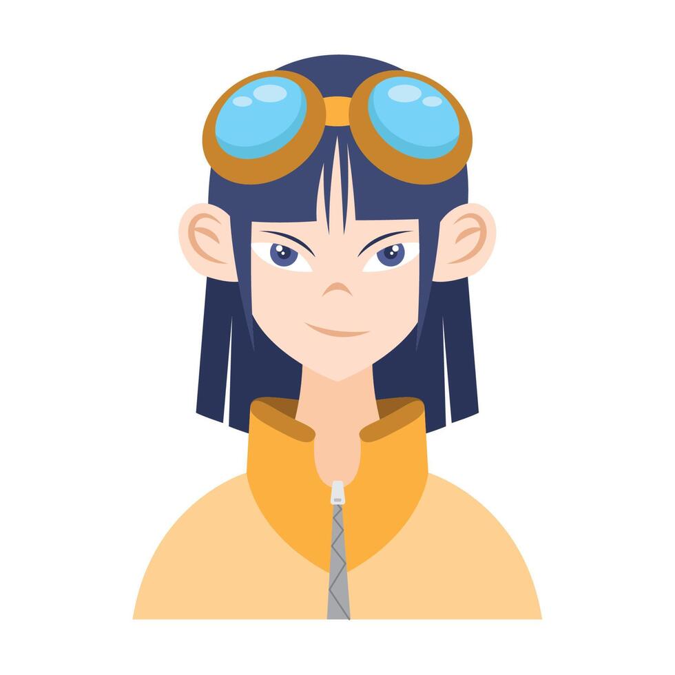 pilot girl anime style vector