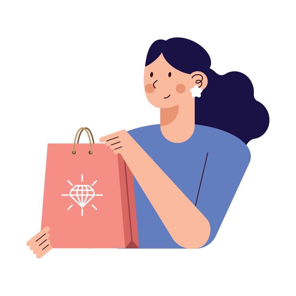 elegant woman with shopping bag vector