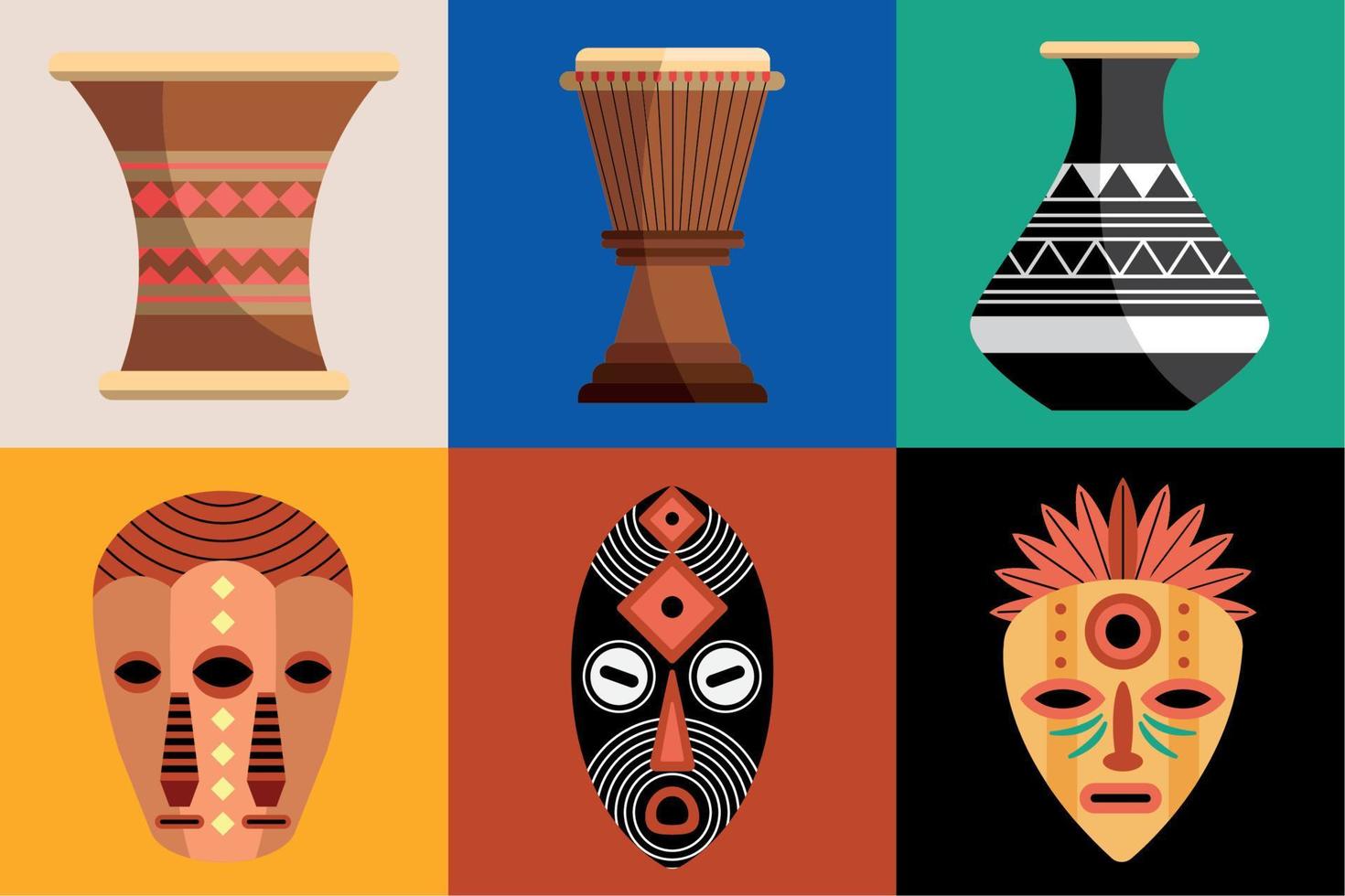 six africa culture icons vector