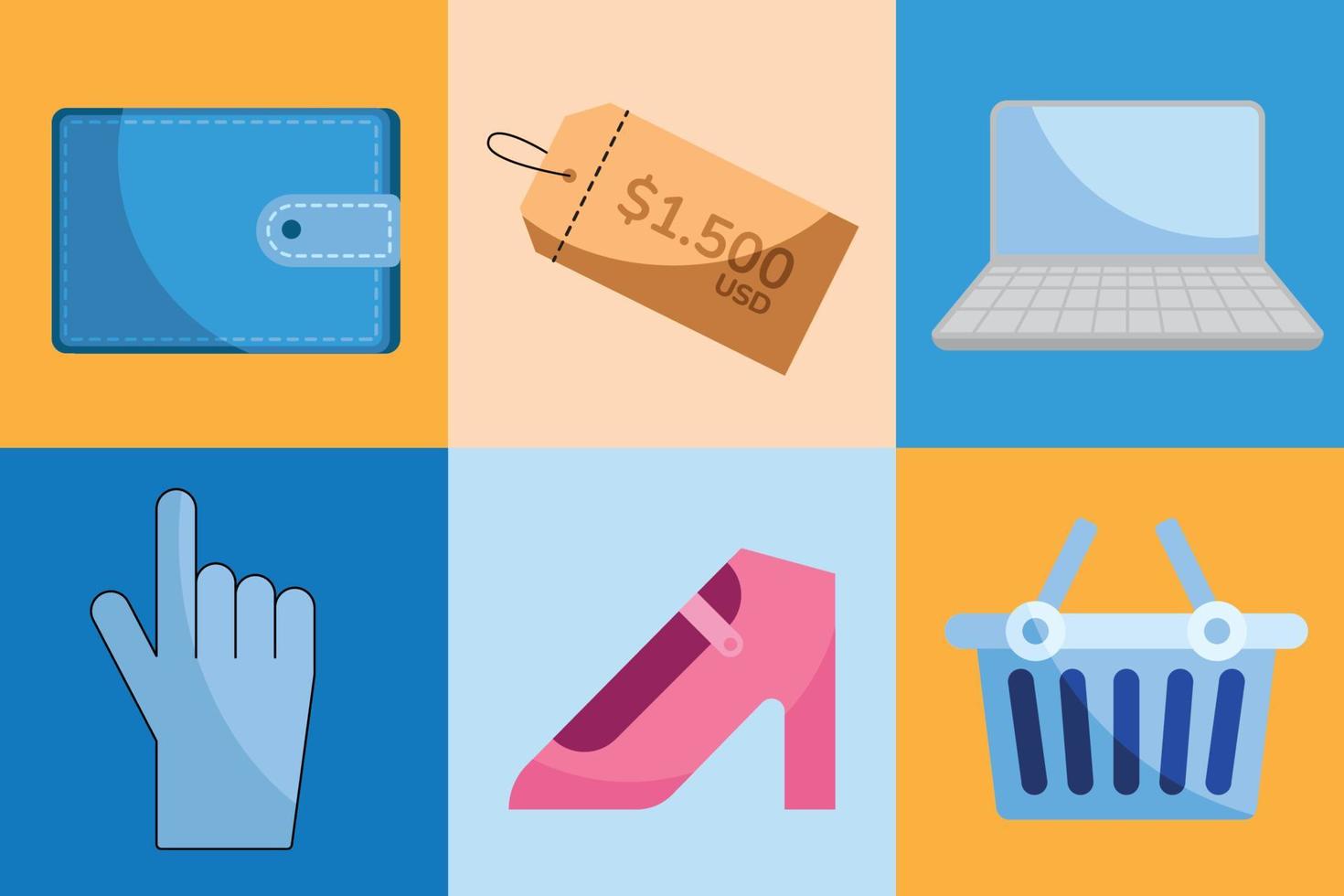six ecommerce online icons vector