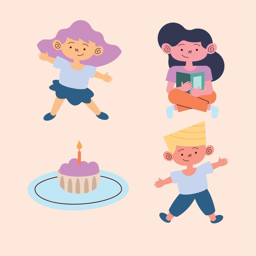 tres personajes de niños pequeños vector