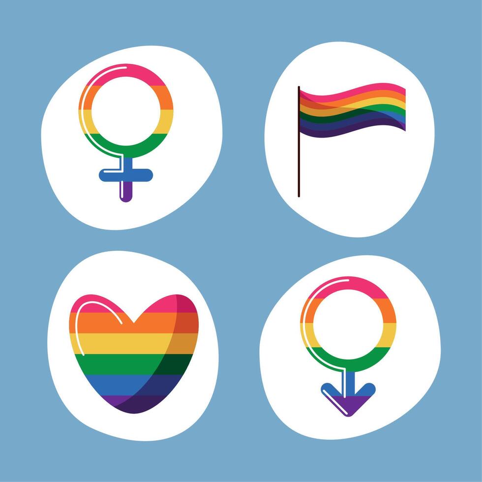 cuatro iconos de la comunidad lgbtq vector