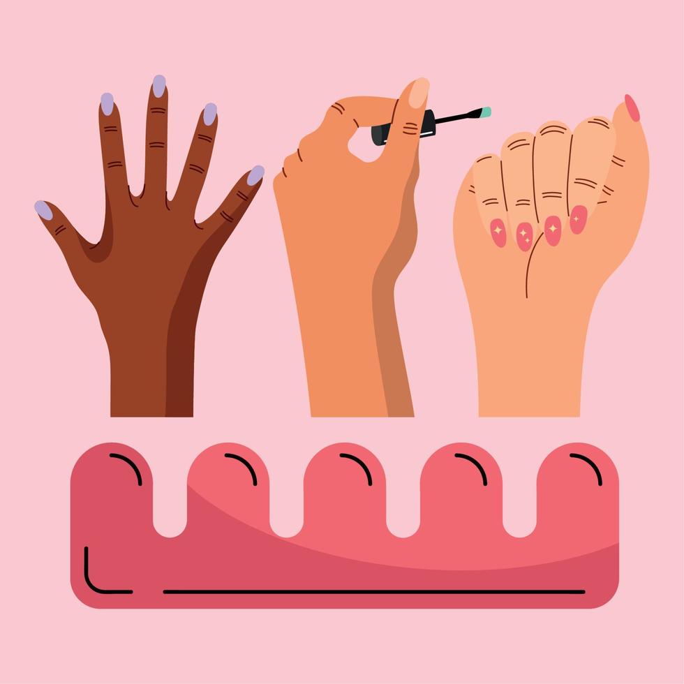 hands and equipment manicure vector