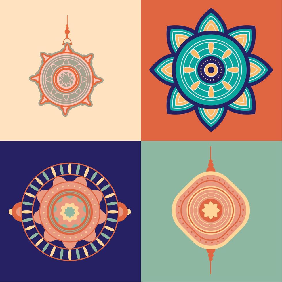 raksha bandhan cuatro iconos vector