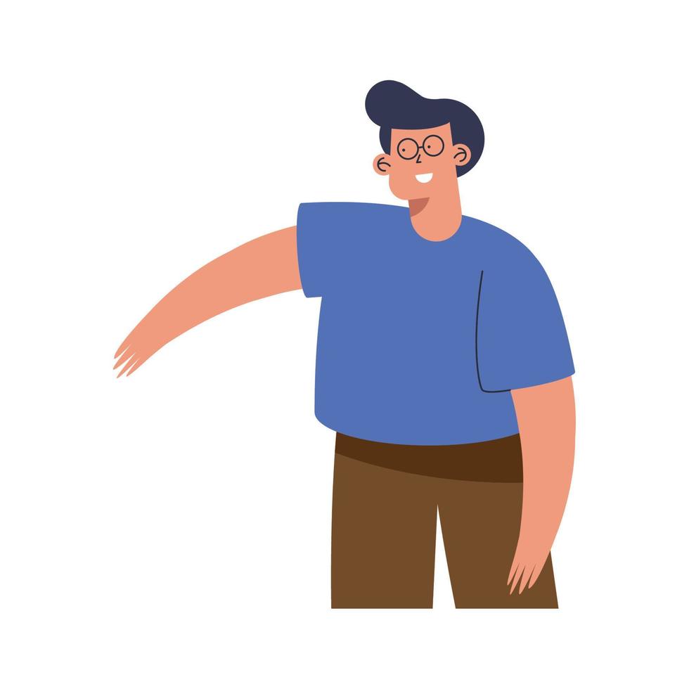 young man hugging position vector