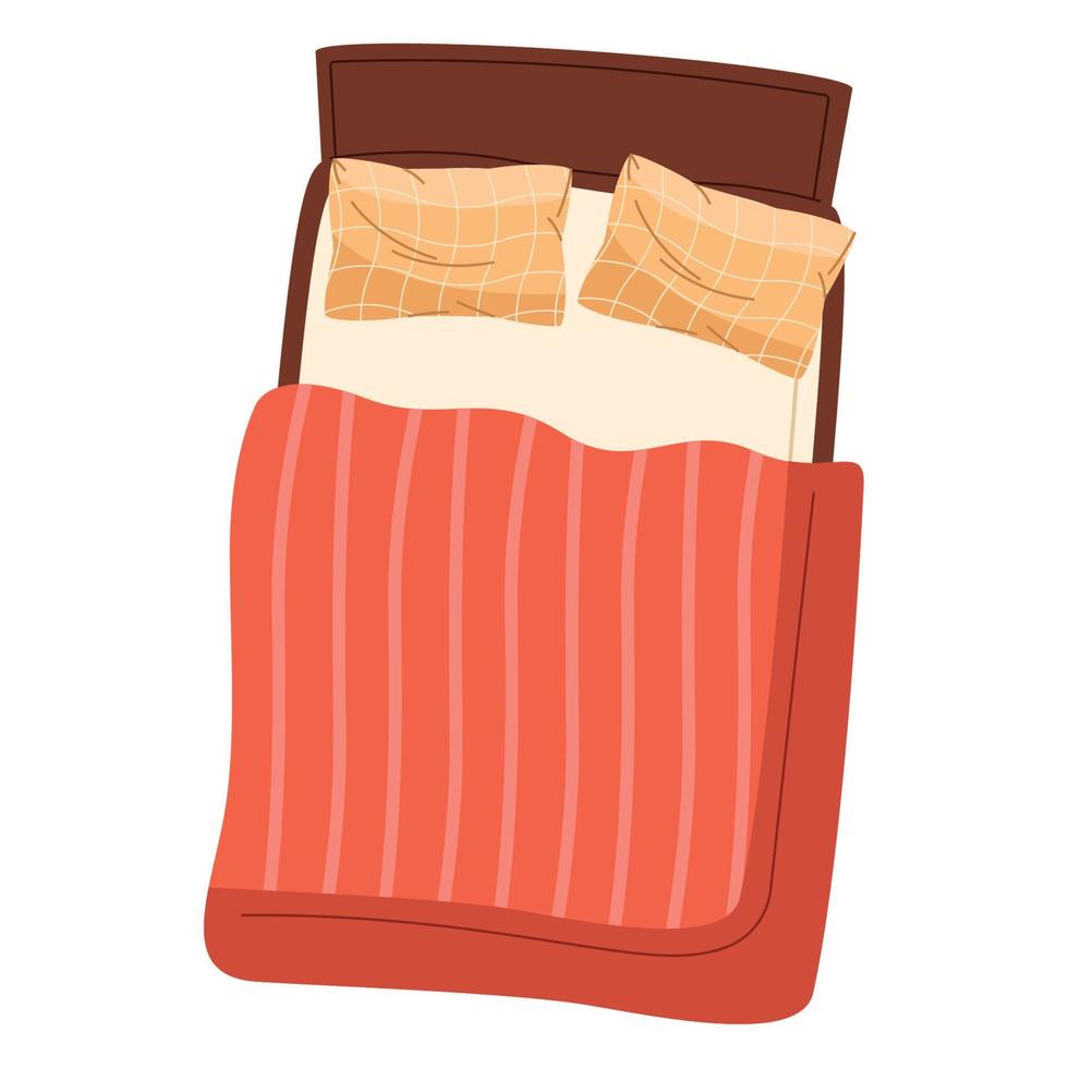 cama con manta roja vector