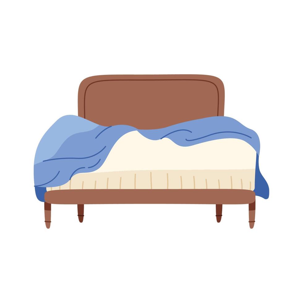 bed with blue blanket vector