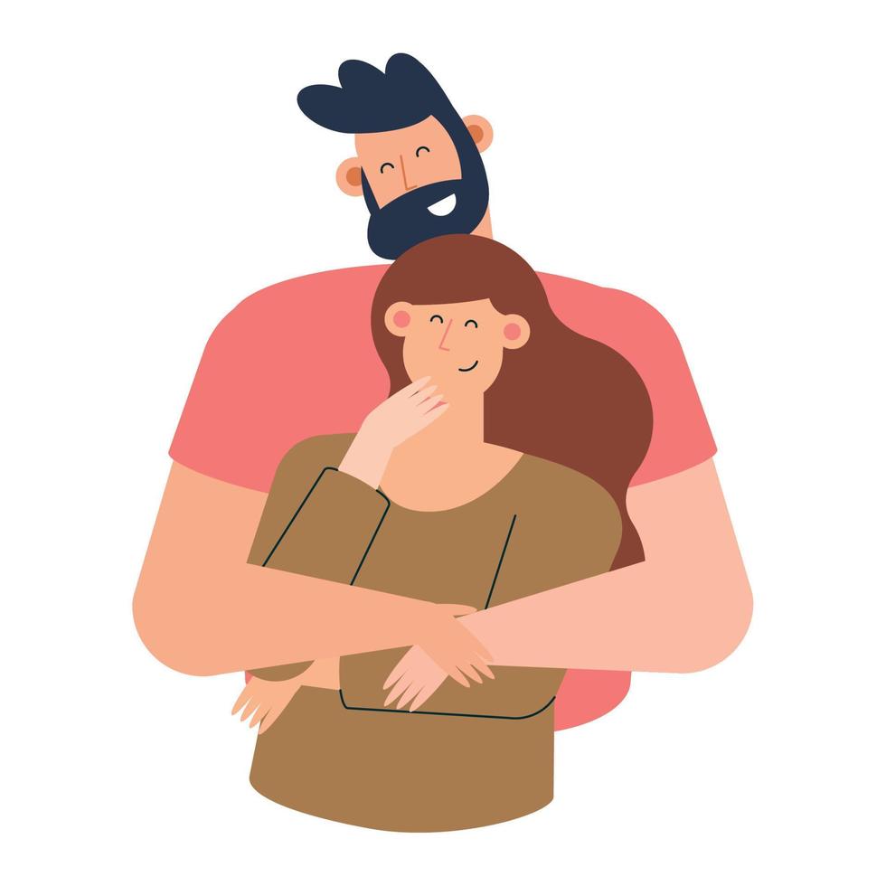 hombre barbudo abrazando a mujer vector