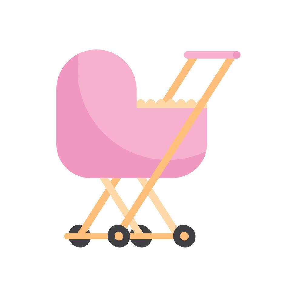 carrito de bebé rosa vector