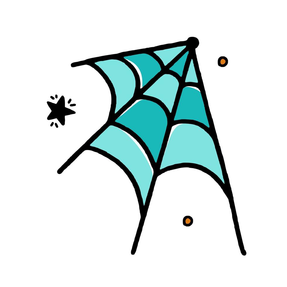 Spider Web Halloween concept Illustration of vector doodle style design Isolated on white background