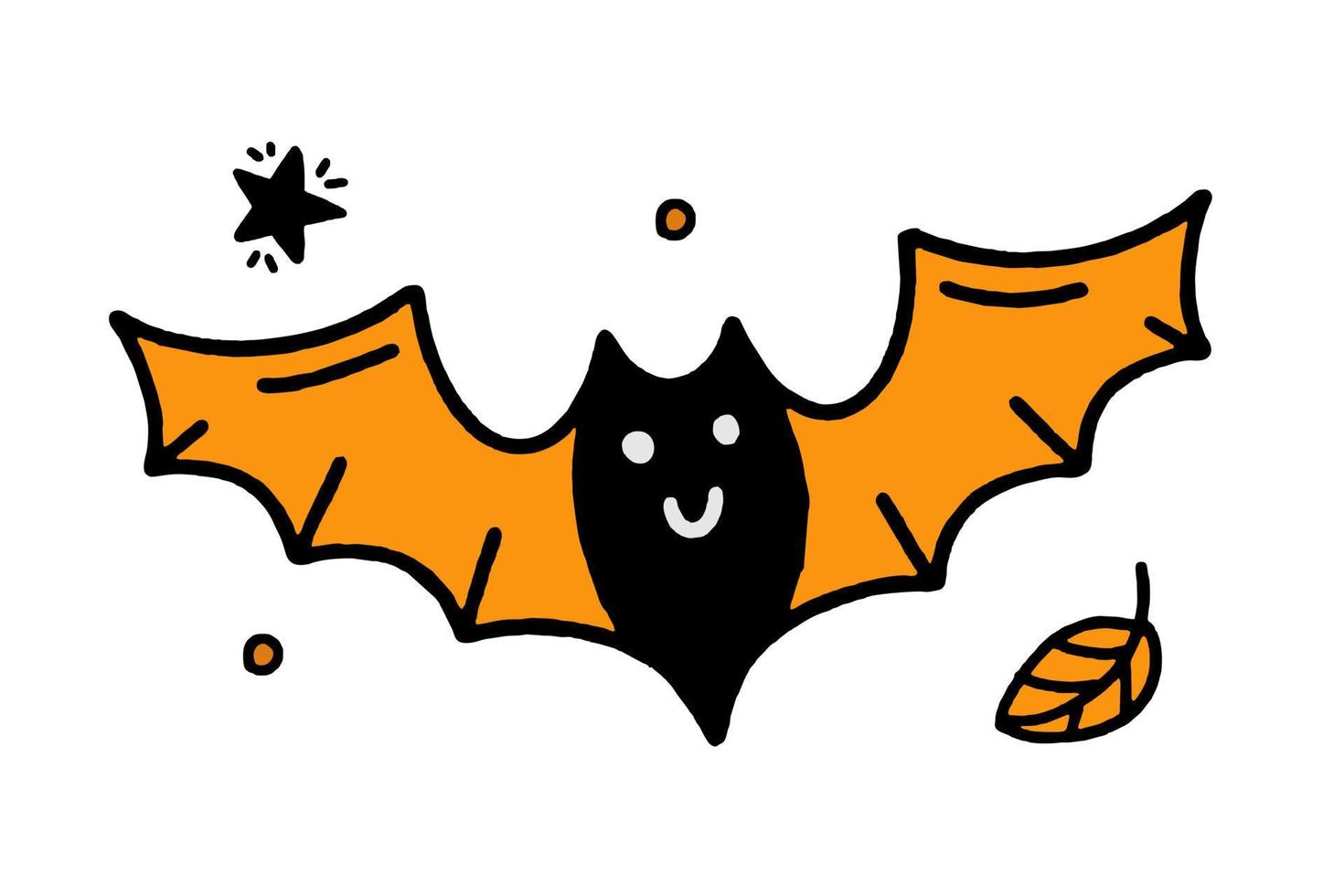 Bat Halloween Concept Doodle style vector Design Illustration Isolated on white Background